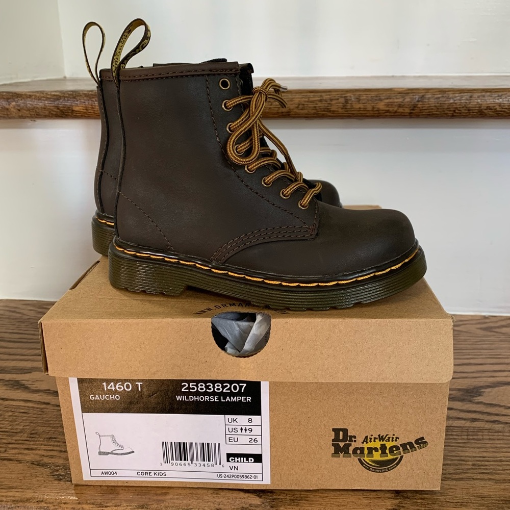 Dr. Martens Kids Brown Leather Lace-Up Boots
